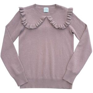 EUC MADELEINE THOMPSON 100% Cashmere Adelboden Frill Sweater Taupe Small $410.00